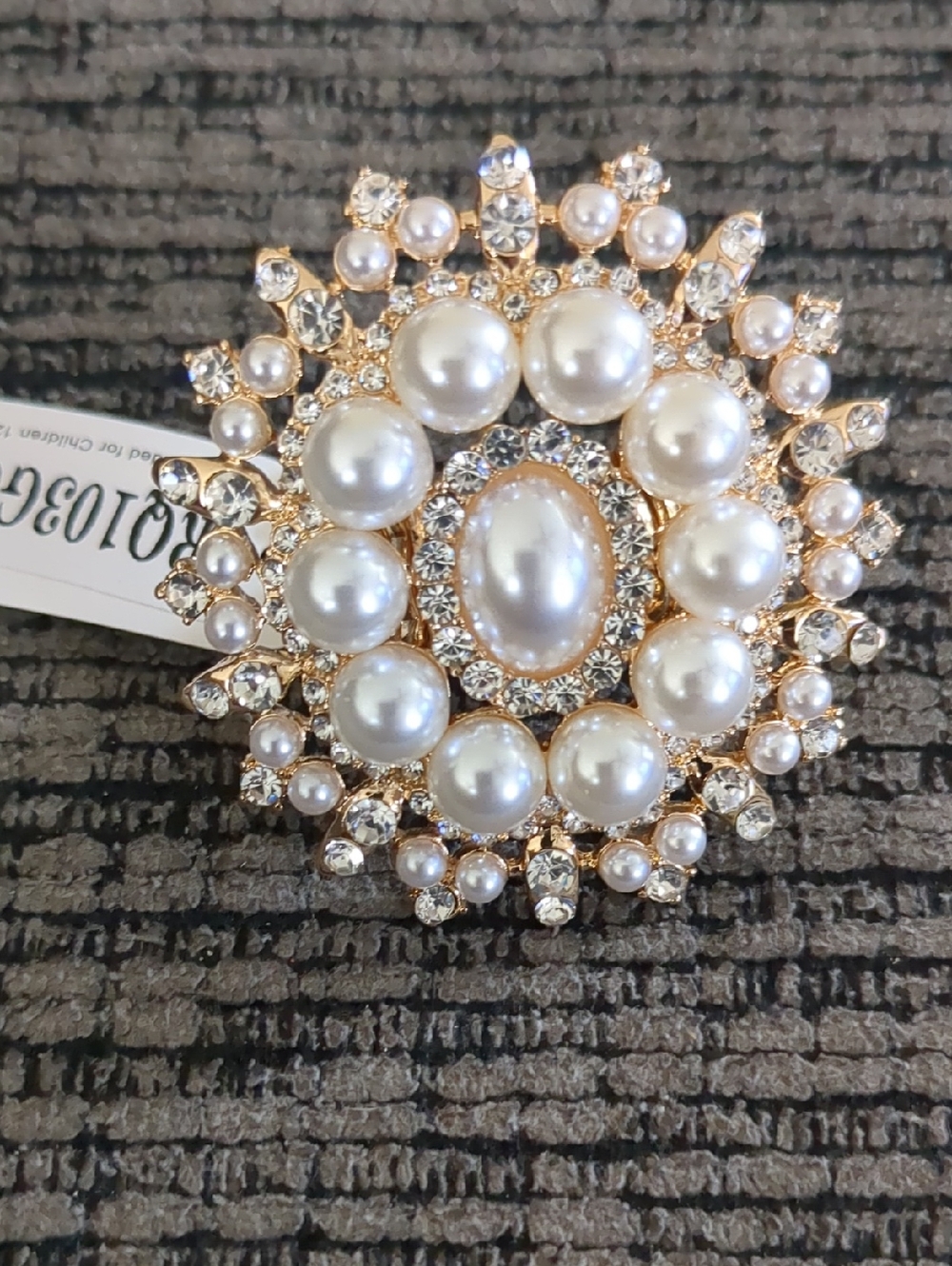 Gold Tone Oval Stretch Ring with Crystal Halo